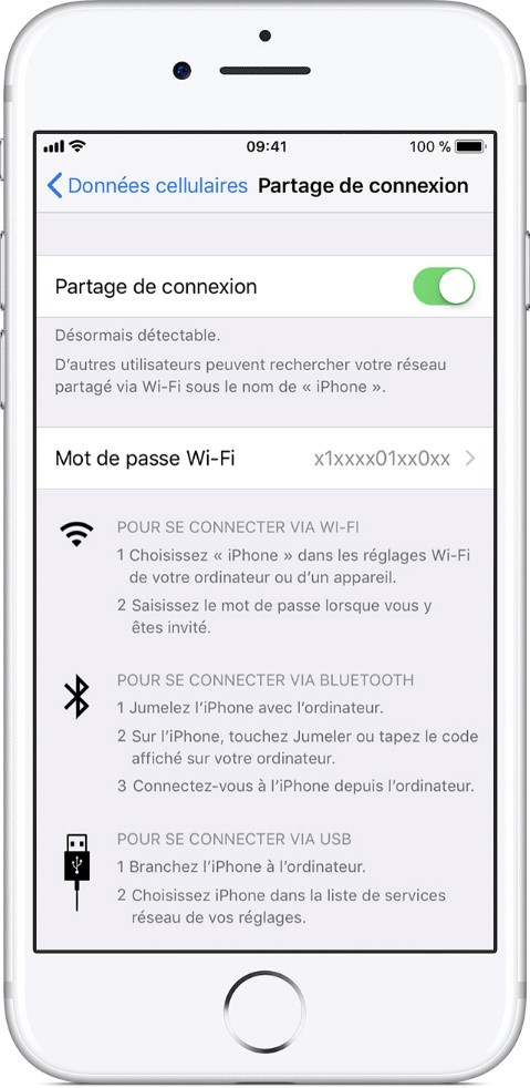 partage connexion iphone